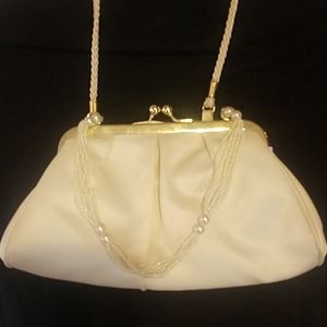 Nytlites-Cocktail Evening Hand Bag Cream Pearls